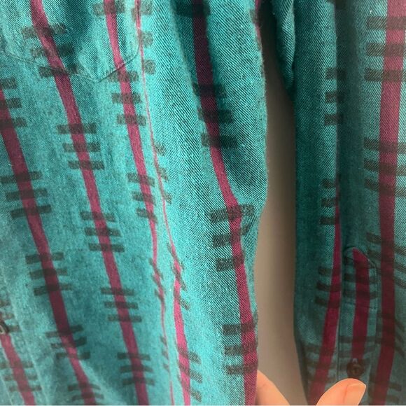 Vintage Levis Shirt Purple Turquoise Stripes Sutter Creek Big E Size Large - Picture 7 of 7